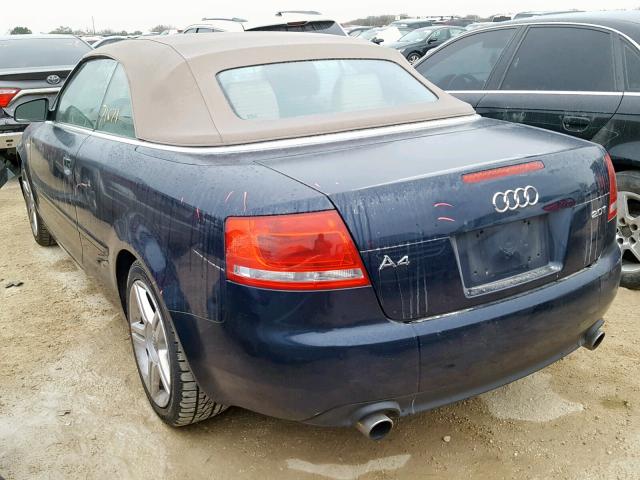 WAUAF48H88K000815 - 2008 AUDI A4 2.0T CA BLUE photo 3