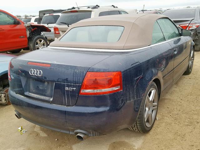 WAUAF48H88K000815 - 2008 AUDI A4 2.0T CA BLUE photo 4