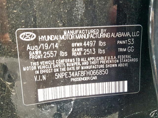 5NPE34AF8FH066850 - 2015 HYUNDAI SONATA SPO BLACK photo 10