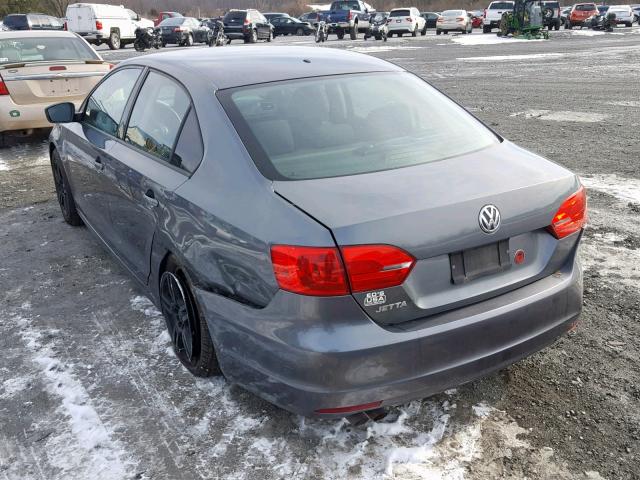 3VW2K7AJ3CM333343 - 2012 VOLKSWAGEN JETTA BASE Մոխրագույն լուսանկար 3