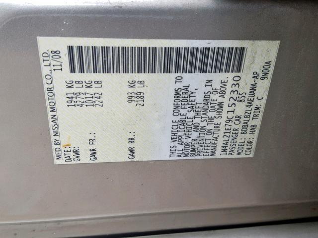 1N4AL21E79C152330 - 2009 NISSAN ALTIMA 2.5 GOLD photo 10