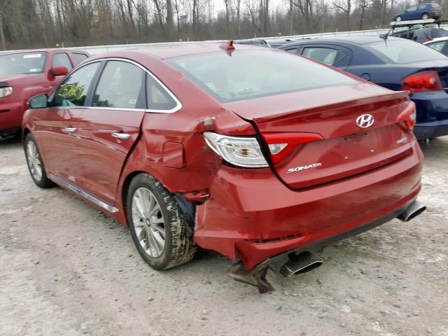 5NPE34AF1FH016937 - 2015 HYUNDAI SONATA SPO RED photo 3