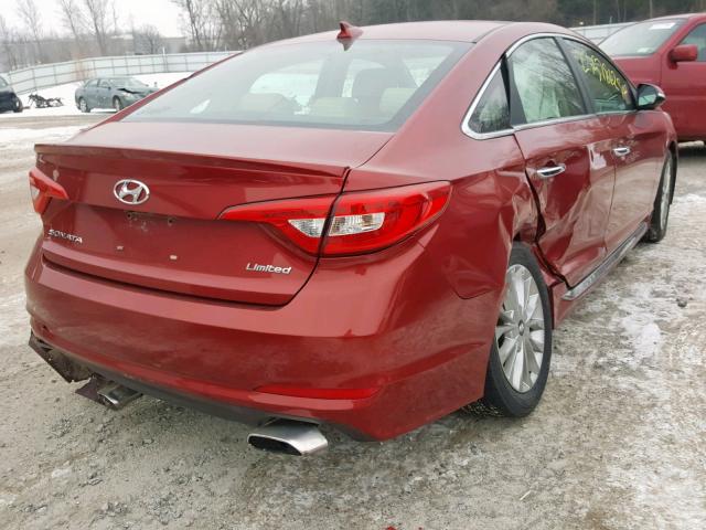 5NPE34AF1FH016937 - 2015 HYUNDAI SONATA SPO RED photo 4