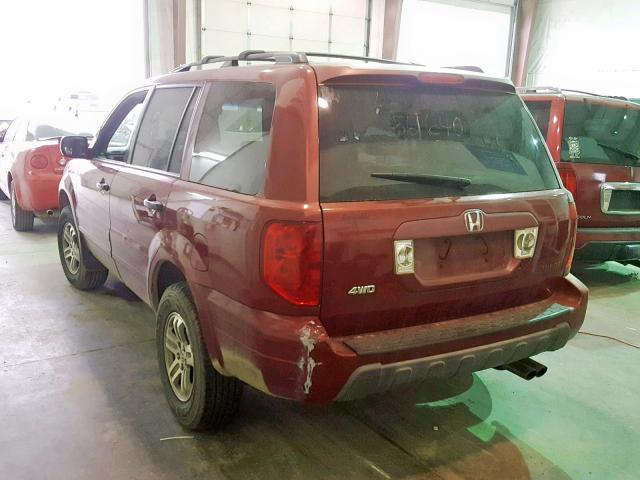 2HKYF18563H582927 - 2003 HONDA PILOT EXL MAROON photo 3