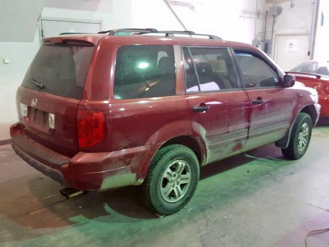 2HKYF18563H582927 - 2003 HONDA PILOT EXL MAROON photo 4