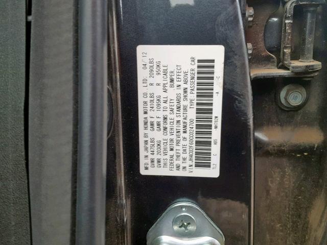 JH4CU2F60CC024700 - 2012 ACURA TSX TECH BLUE photo 10