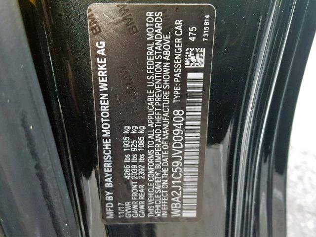 WBA2J1C59JVD09408 - 2018 BMW 230I BLACK photo 10