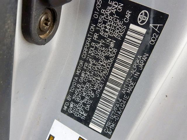 JTKDE177350036308 - 2005 TOYOTA SCION TC Gümüş foto 10