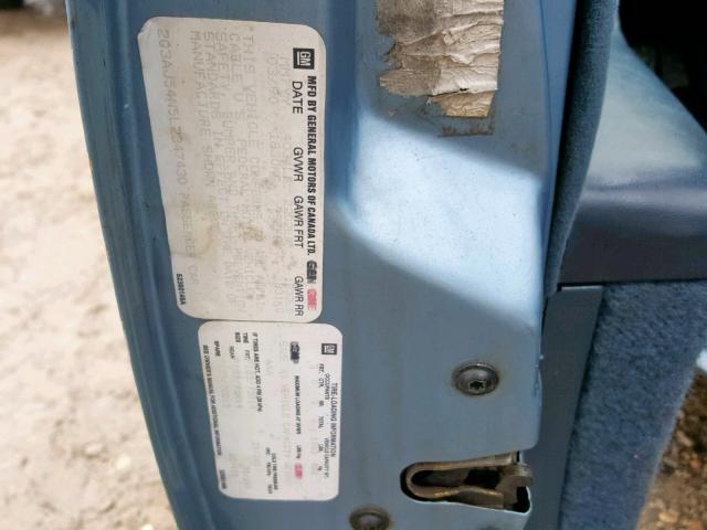 2G3AJ54N5L2347430 - 1990 OLDSMOBILE CUTLASS CI BLUE photo 10