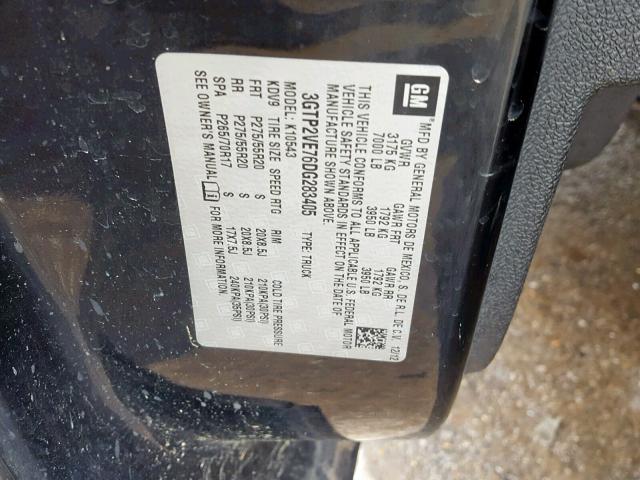 3GTP2VE76DG283405 - 2013 GMC SIERRA K15 BLACK photo 10