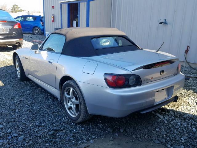 JHMAP11452T005265 - 2002 HONDA S2000 SILVER photo 3