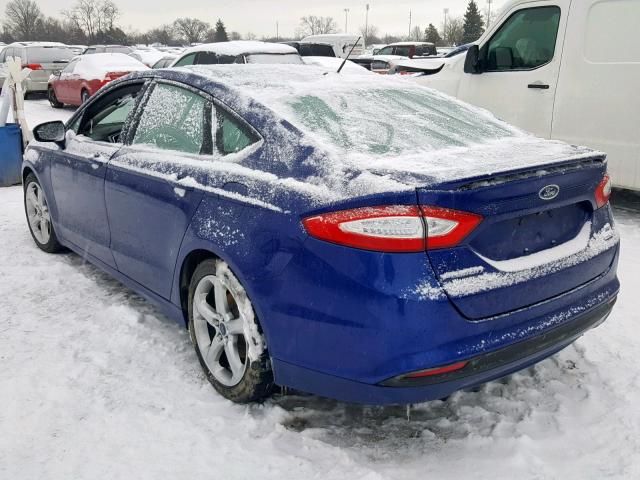 3FA6P0HD5FR263287 - 2015 FORD FUSION SE BLUE photo 3