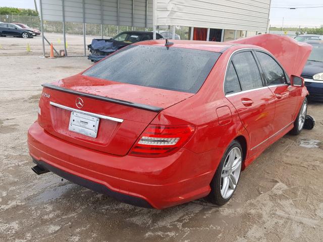 WDDGF4HB0DR286594 - 2013 MERCEDES-BENZ C 250 RED photo 4