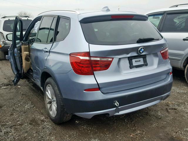 5UXWX9C50E0D32403 - 2014 BMW X3 XDRIVE2 BLUE photo 3