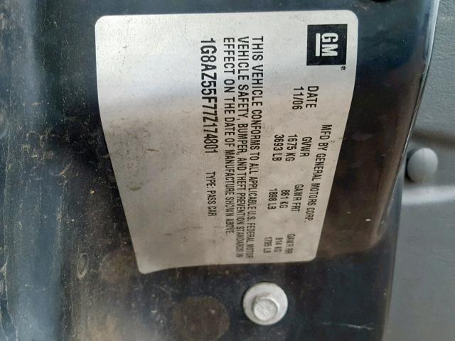 1G8AZ55F77Z174801 - 2007 SATURN ION LEVEL SILVER photo 10