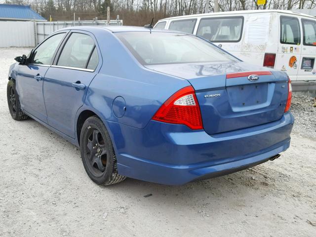 3FAHP0HA9AR241784 - 2010 FORD FUSION SE BLUE photo 3