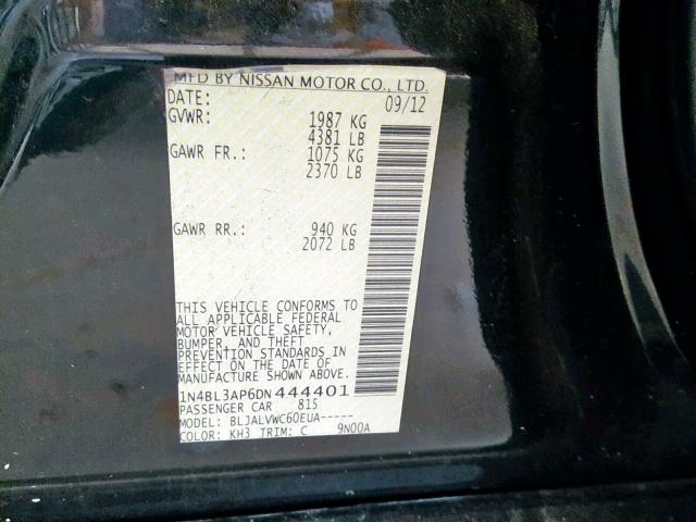 1N4BL3AP6DN444401 - 2013 NISSAN ALTIMA 3.5 BLACK photo 10