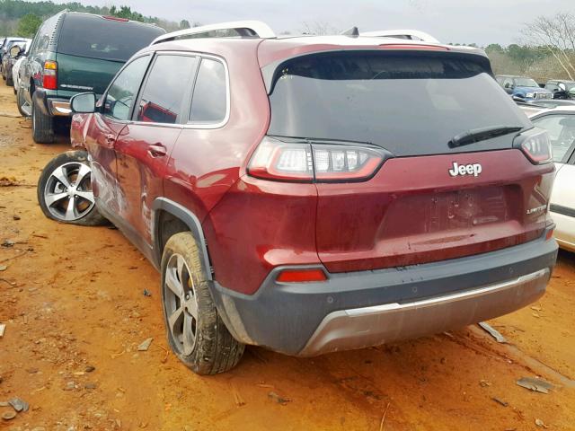 1C4PJLDB6KD183926 - 2019 JEEP CHEROKEE L MAROON photo 3