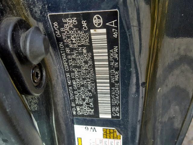 JTKDE177260138796 - 2006 TOYOTA SCION TC ნაცრისფერი ფოტო 10