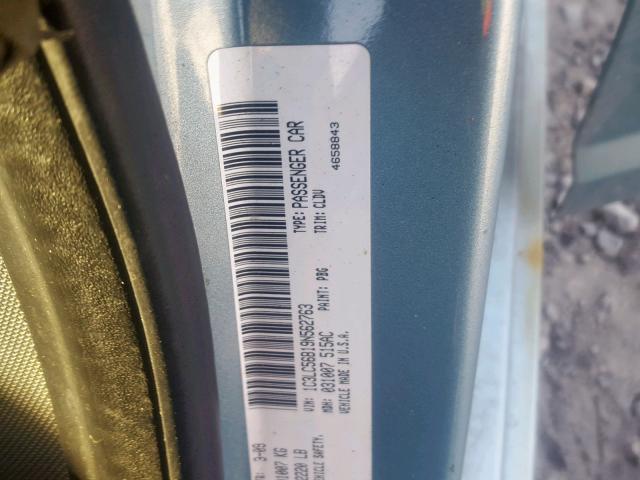 1C3LC56B19N562763 - 2009 CHRYSLER SEBRING TO BLUE photo 10