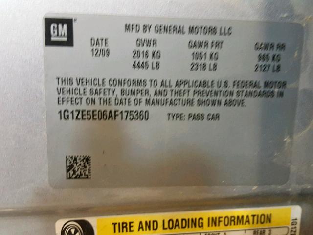 1G1ZE5E06AF175360 - 2010 CHEVROLET MALIBU LTZ SILVER photo 10