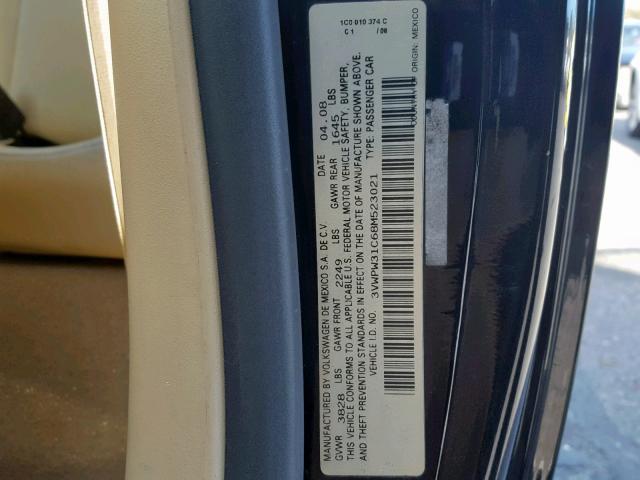 3VWPW31C68M523021 - 2008 VOLKSWAGEN NEW BEETLE Mavi foto 10