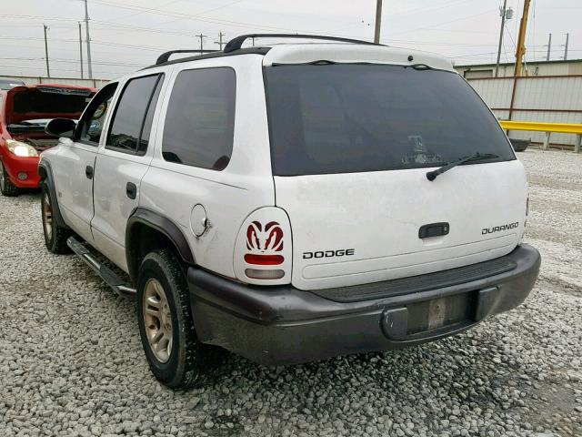 1B4HR38N22F164082 - 2002 DODGE DURANGO SP WHITE photo 3