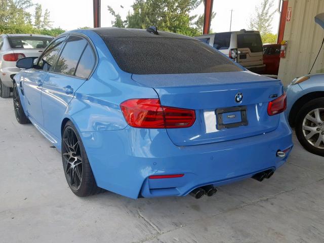 WBS8M9C52J5L01191 - 2018 BMW M3 BLUE photo 3