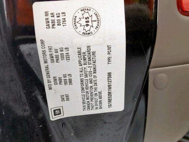 1G1NE52M1W6127598 - 1998 CHEVROLET MALIBU LS BLACK photo 10