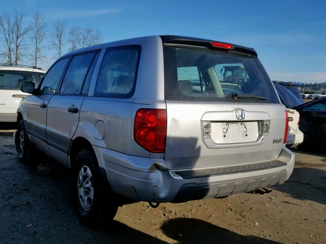 2HKYF18155H503974 - 2005 HONDA PILOT LX SILVER photo 3