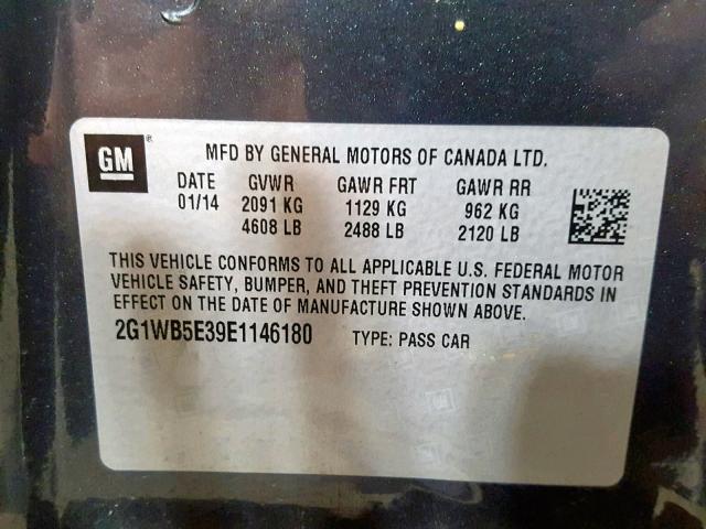 2G1WB5E39E1146180 - 2014 CHEVROLET IMPALA LIM GRAY photo 10