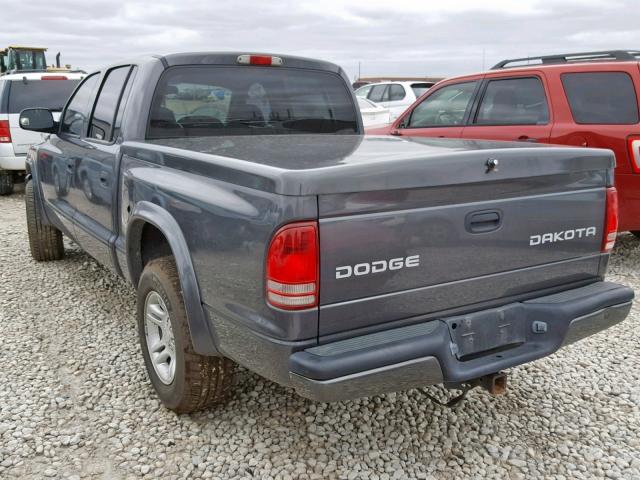 1D7HL38N84S609011 - 2004 DODGE DAKOTA QUA GRAY photo 3