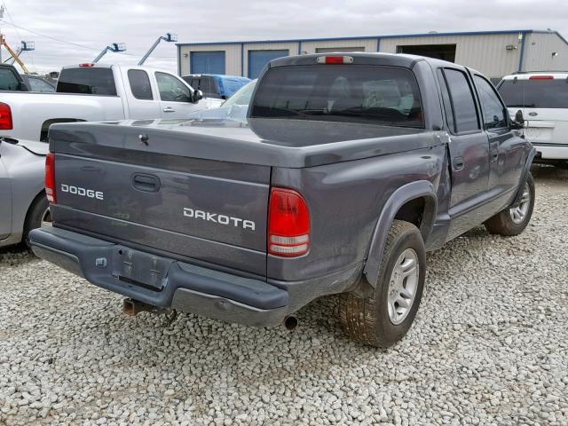 1D7HL38N84S609011 - 2004 DODGE DAKOTA QUA GRAY photo 4