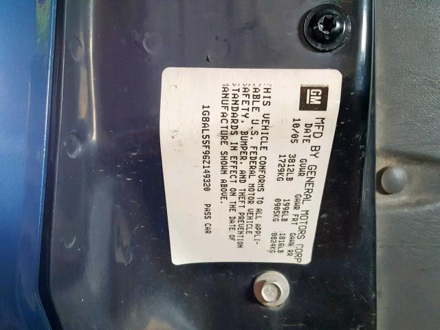 1G8AL55F96Z149320 - 2006 SATURN ION LEVEL BLUE photo 10