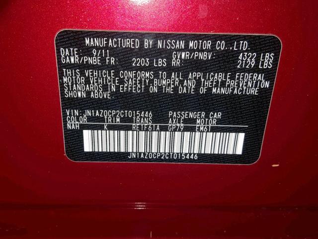 JN1AZ0CP2CT015446 - 2012 NISSAN LEAF SV RED photo 10