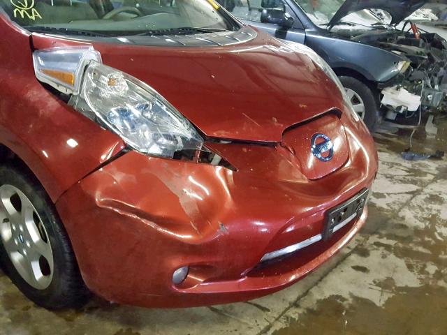 JN1AZ0CP2CT015446 - 2012 NISSAN LEAF SV RED photo 9