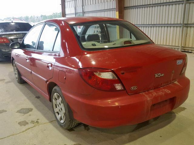 KNADC123X26189422 - 2002 KIA RIO RED photo 3