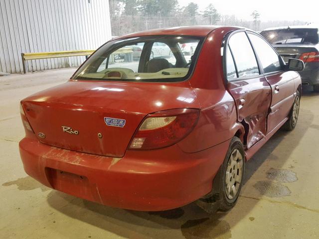 KNADC123X26189422 - 2002 KIA RIO RED photo 4