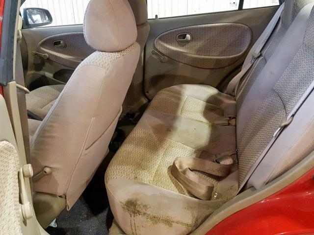 KNADC123X26189422 - 2002 KIA RIO RED photo 6