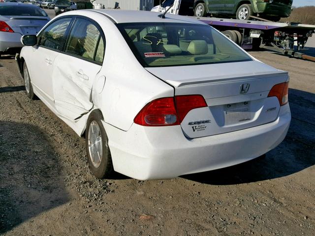 JHMFA36256S017762 - 2006 HONDA CIVIC HYBR WHITE photo 3