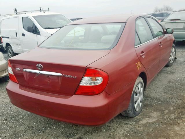 4T1BE32K12U083066 - 2002 TOYOTA CAMRY LE RED photo 4