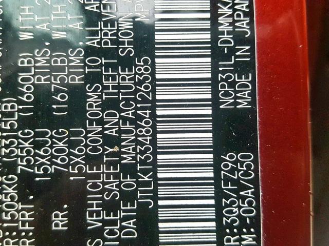 JTLKT334864126385 - 2006 TOYOTA SCION XB Марун фото 10