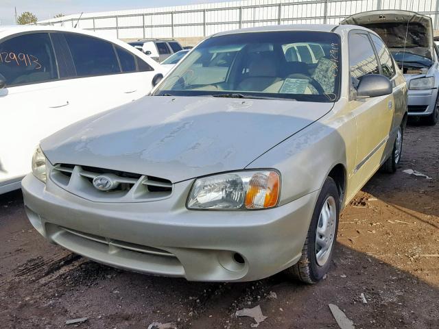 KMHCF35G92U211899 - 2002 HYUNDAI ACCENT L GOLD photo 2