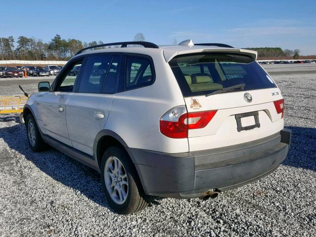 WBXPA73484WB21631 - 2004 BMW X3 2.5I WHITE photo 3