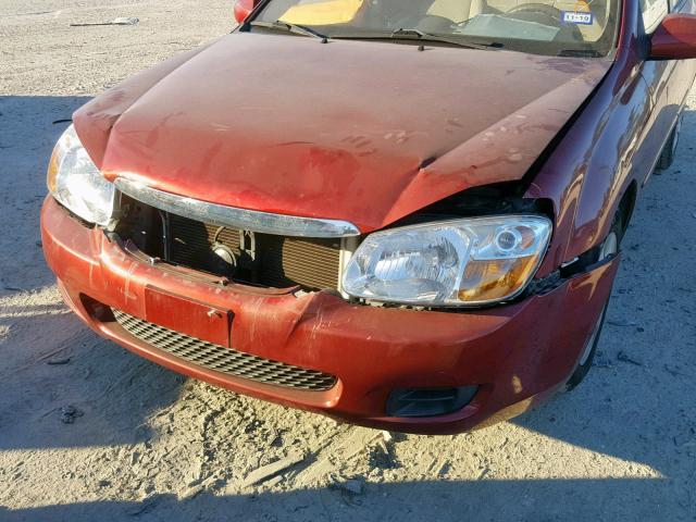 KNAFE121085520024 - 2008 KIA SPECTRA EX MAROON photo 9