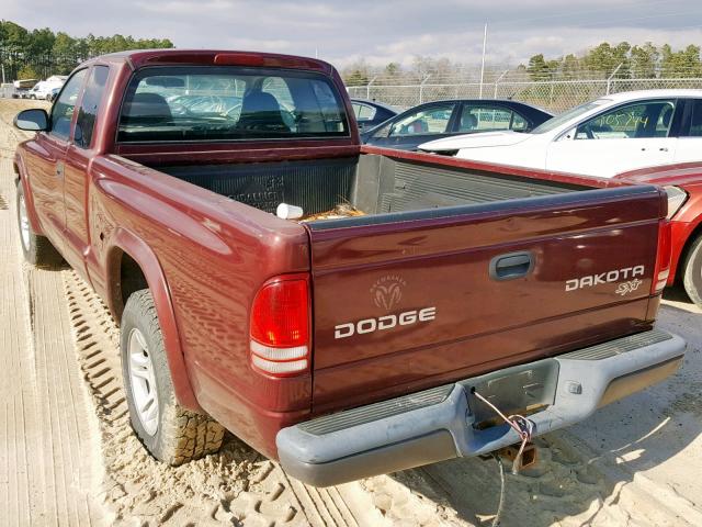 1D7HL12X43S126631 - 2003 DODGE DAKOTA SXT RED photo 3