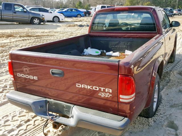 1D7HL12X43S126631 - 2003 DODGE DAKOTA SXT RED photo 4