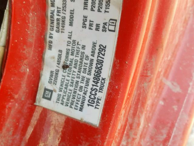 1GCCS148668307292 - 2006 CHEVROLET COLORADO RED photo 10