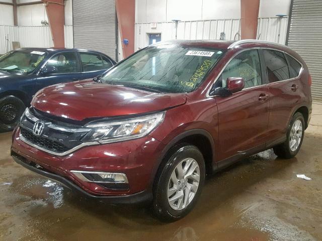 2HKRM4H78FH626170 - 2015 HONDA CR-V EXL MAROON photo 2