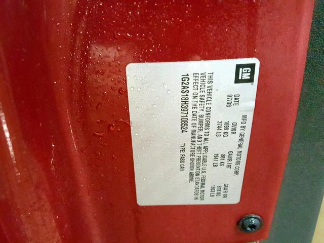 1G2AS18H397108524 - 2009 PONTIAC G5 MAROON photo 10